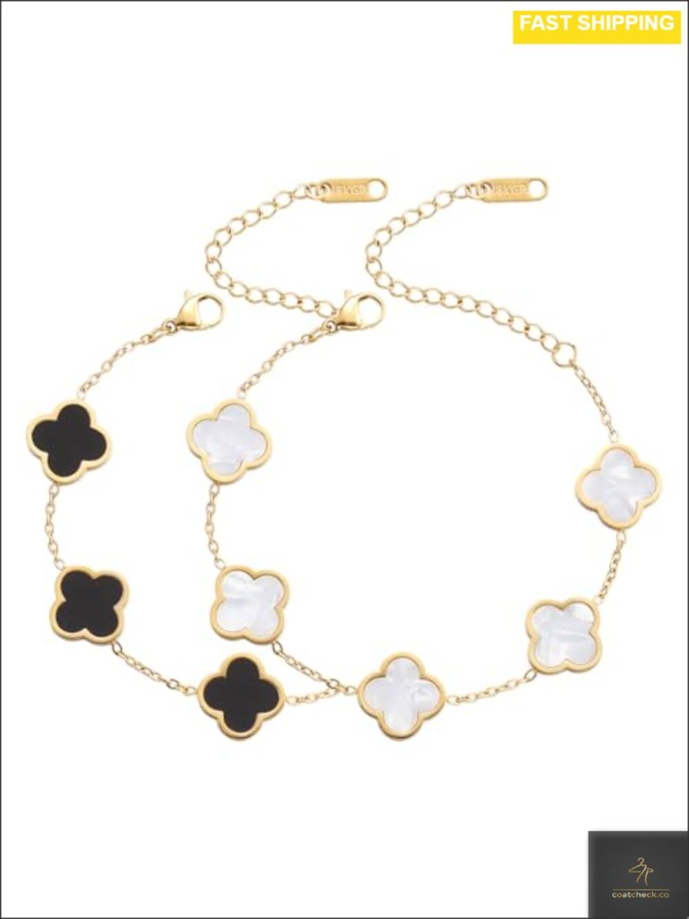 18K Gold Plated Four Leaf Clover Link Bracelet Adjustable Lucky Jewelry Gift